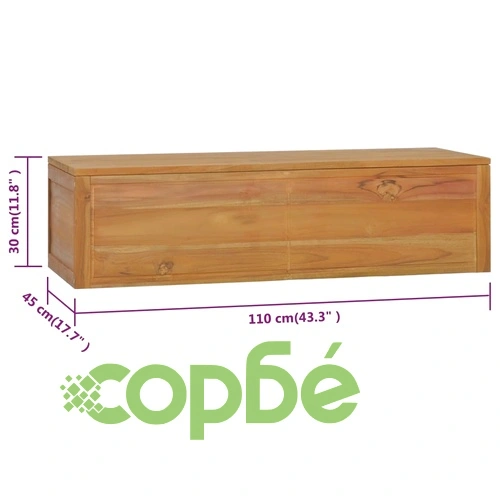 Стенен шкаф за баня, 110x45x30 см, тиково дърво масив ➤ топ цена ➤ sorbe.bg