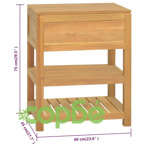 Шкаф за баня, 60x45x75 см, тиково дърво масив ➤ топ цена ➤ sorbe.bg
