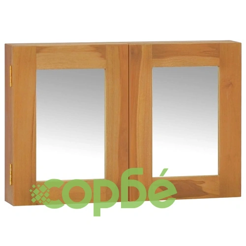 Шкаф с огледало, 60x10x40 см, тиково дърво масив ➤ топ цена ➤ sorbe.bg