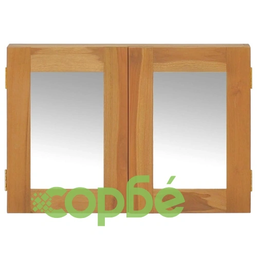 Шкаф с огледало, 60x10x40 см, тиково дърво масив ➤ топ цена ➤ sorbe.bg