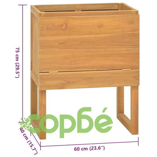 Шкаф за баня, 60x40x75 см, тиково дърво масив ➤ топ цена ➤ sorbe.bg