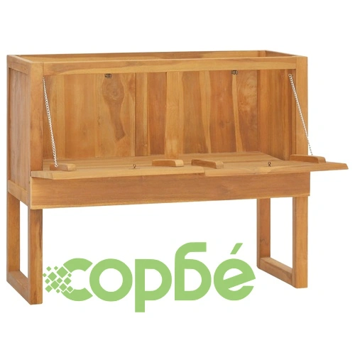 Шкаф за баня, 90x40x75,5 см, тиково дърво масив ➤ топ цена ➤ sorbe.bg