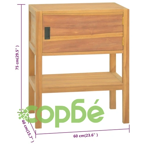 Шкаф за баня, 60x40x75 см, тиково дърво масив ➤ топ цена ➤ sorbe.bg