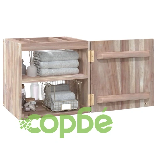 Стенен шкаф за баня, 41x38x40 см, тиково дърво масив ➤ топ цена ➤ sorbe.bg