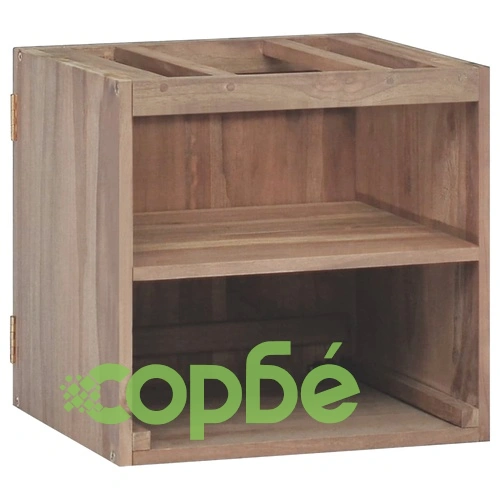 Стенен шкаф за баня, 46x25,5x40 см, тиково дърво масив ➤ топ цена ➤ sorbe.bg