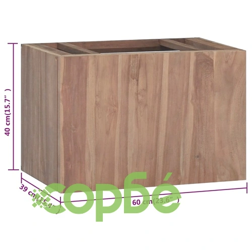 338251  Стенен шкаф за баня, 60x39x40 см, тиково дърво масив ➤ топ цена ➤ sorbe.bg