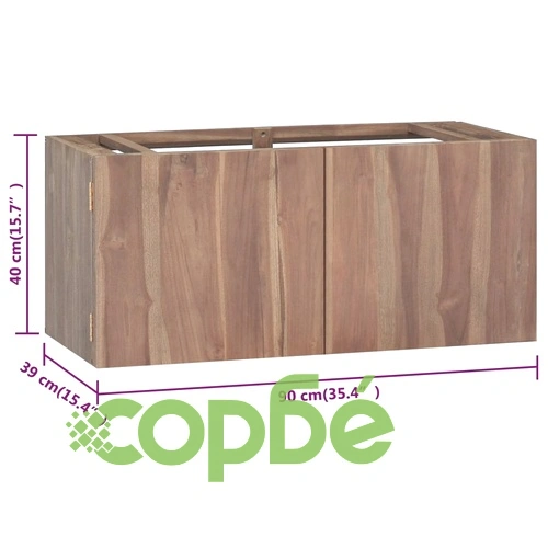 338254  Стенен шкаф за баня, 90x39x40 см, тиково дърво масив ➤ топ цена ➤ sorbe.bg