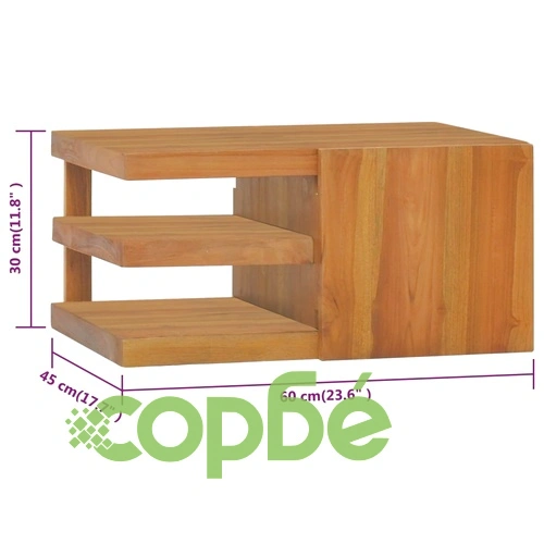 Стенен шкаф за баня, 60x45x30 см, тиково дърво масив ➤ топ цена ➤ sorbe.bg