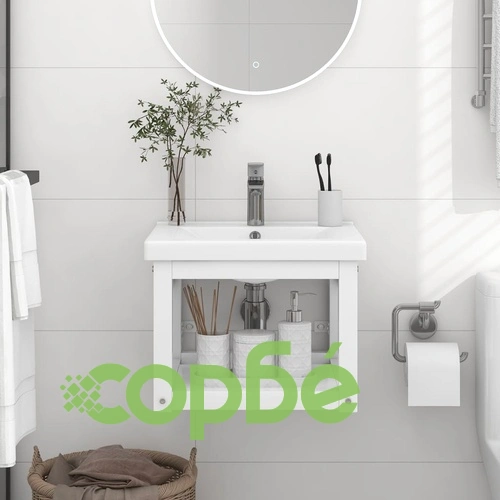 Рамка за мивка за баня стенен монтаж бяла 40x38x31 см желязо ➤ топ цена ➤ sorbe.bg