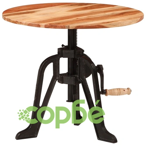 Странична маса, 60x(42-62) cм, акация масив и чугун ➤ топ цена ➤ sorbe.bg