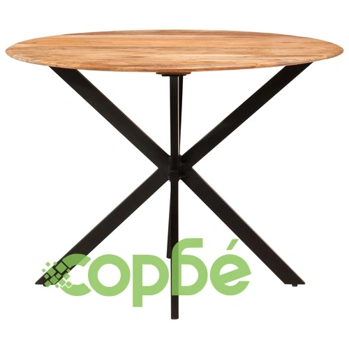 Трапезна маса, 110x78 cм, мангово дърво масив и стомана ➤ топ цена ➤ sorbe.bg