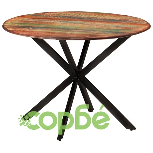 Трапезна маса, 110x78 cм, регенерирано дърво масив и стомана ➤ топ цена ➤ sorbe.bg