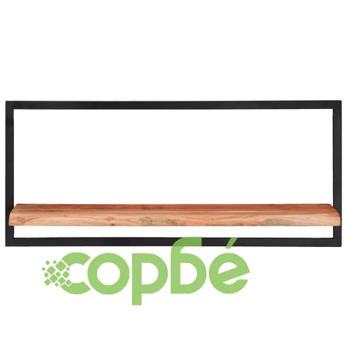 Стенни рафтове 2 бр 80x25x35 см акациево дърво масив и стомана  ➤ топ цена ➤ sorbe.bg