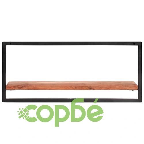 Стенни рафтове 2 бр 80x25x35 см акациево дърво масив и стомана  ➤ топ цена ➤ sorbe.bg