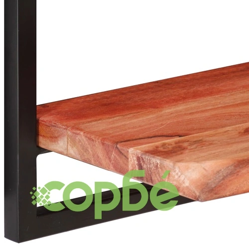 Стенни рафтове 2 бр 80x25x35 см акациево дърво масив и стомана  ➤ топ цена ➤ sorbe.bg