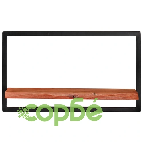 Стенни рафтове 2 бр 60x25x35 см акациево дърво масив и стомана  ➤ топ цена ➤ sorbe.bg