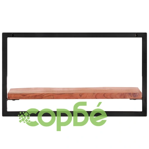 Стенни рафтове 2 бр 60x25x35 см акациево дърво масив и стомана  ➤ топ цена ➤ sorbe.bg
