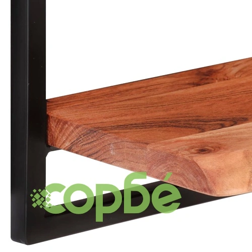 Стенни рафтове 2 бр 60x25x35 см акациево дърво масив и стомана  ➤ топ цена ➤ sorbe.bg