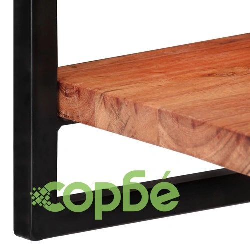 Стенни рафтове 2 бр 25x25x35 см акациево дърво масив и стомана  ➤ топ цена ➤ sorbe.bg