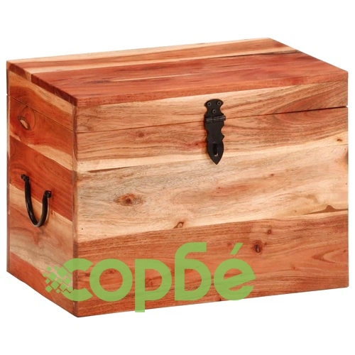 Кутия за съхранение, 39x28x31 см, акациево дърво масив ➤ топ цена ➤ sorbe.bg