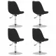 Въртящи се трапезни столове, 4 бр, черни, текстил