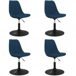 Въртящи се трапезни столове, 4 бр, сини, кадифе
