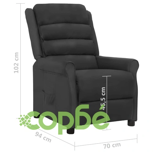 Реклайнер, черен, изкуствена кожа ➤ топ цена ➤ sorbe.bg