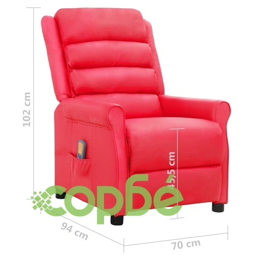 Масажен стол, червен, изкуствена кожа ➤ топ цена ➤ sorbe.bg