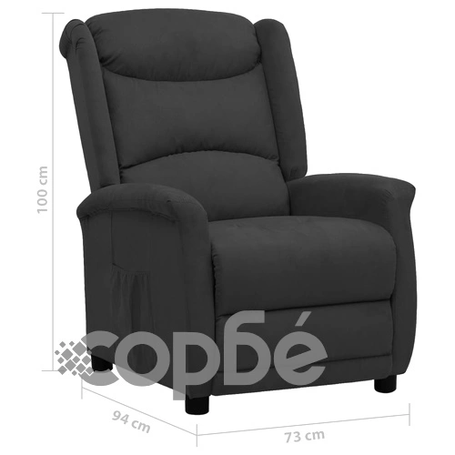 реклайнер стол, черен, микрофибърен текстил ➤ топ цена ➤ sorbe.bg