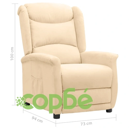 Реклайнер стол, кремав, микрофибърен текстил ➤ топ цена ➤ sorbe.bg