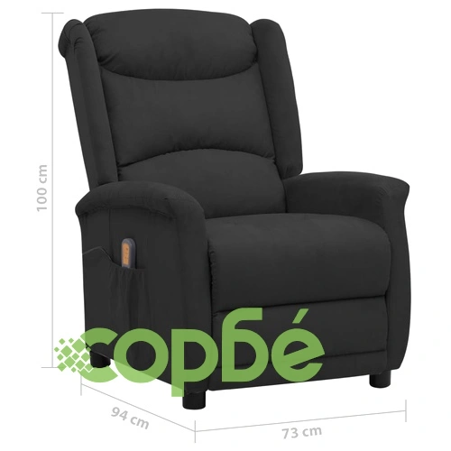 Масажен стол, черен, микрофибърен плат ➤ топ цена ➤ sorbe.bg