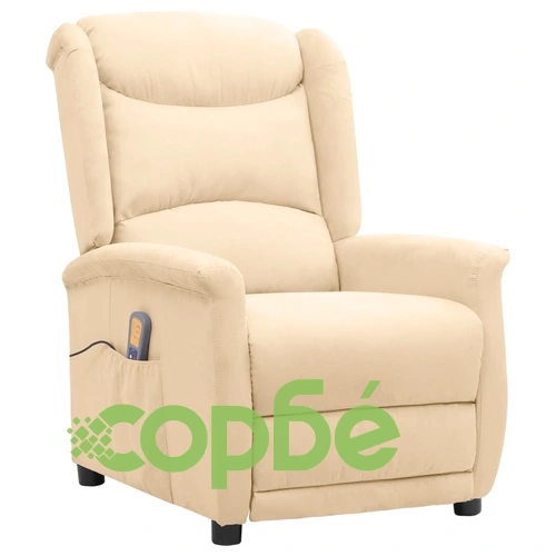 Масажен стол кремав микрофибърен текстил ➤ топ цена ➤ sorbe.bg