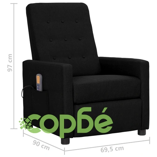 Масажен стол, черен, текстил ➤ топ цена ➤ sorbe.bg