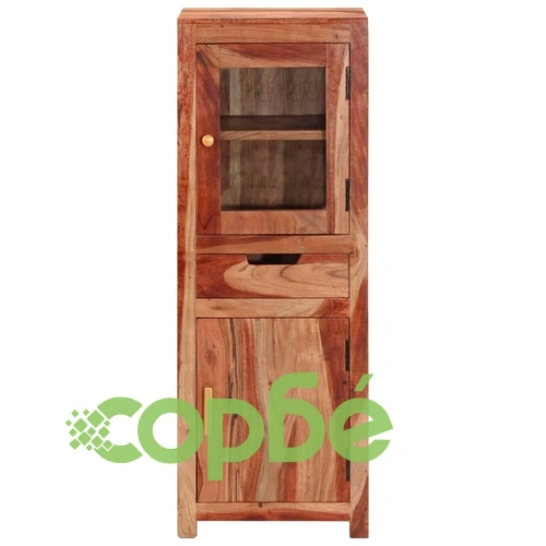 Висок шкаф, 40x34x110 см, акациево дърво масив ➤ топ цена ➤ sorbe.bg