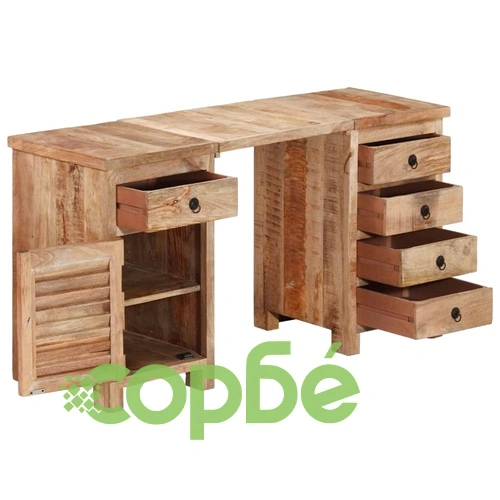 Бюро с пиедестал, мангово дърво масив, 140x50x77 см ➤ топ цена ➤ sorbe.bg