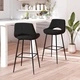 Бар табуретки, 2 бр, черни, кадифе