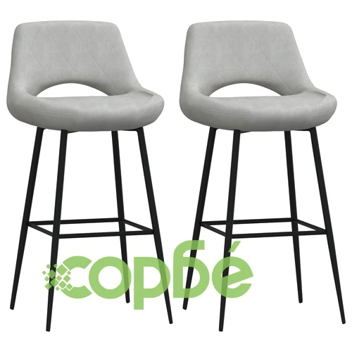 Бар табуретки, 2 бр, светлосиви, кадифе ➤ топ цена ➤ sorbe.bg