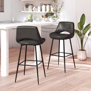Бар табуретки, 2 бр, сиви, изкуствена кожа