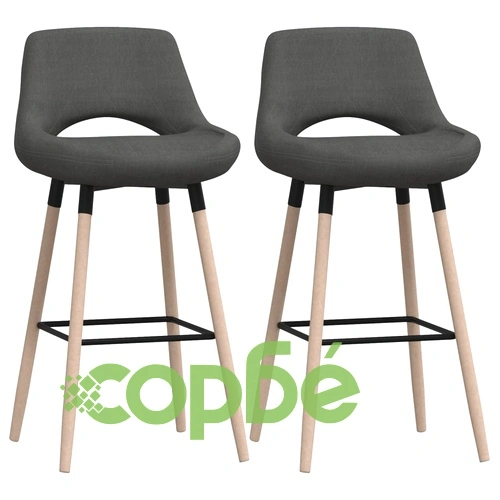 Бар табуретки, 2 бр, тъмносиви, текстил ➤ топ цена ➤ sorbe.bg