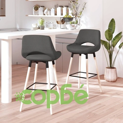 Бар табуретки, 2 бр, тъмносиви, текстил ➤ топ цена ➤ sorbe.bg