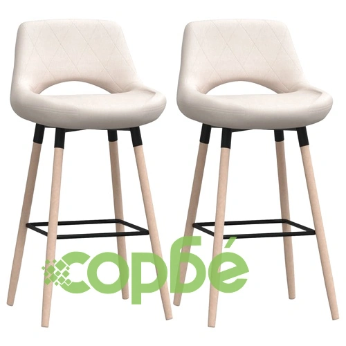 Бар табуретки, 2 бр, кремави, текстил ➤ топ цена ➤ sorbe.bg