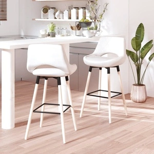 Бар табуретки, 2 бр, кремави, текстил