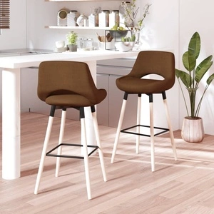 Бар табуретки, 2 бр, кафяви, текстил