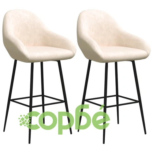 Бар табуретки, 2 бр, кремави, кадифе ➤ топ цена ➤ sorbe.bg