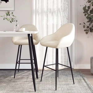 Бар табуретки, 2 бр, кремави, кадифе