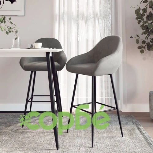 Бар табуретки, 2 бр, светлосиви, кадифе ➤ топ цена ➤ sorbe.bg