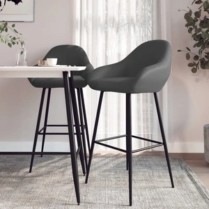 Бар табуретки, 2 бр, сиви, изкуствена кожа