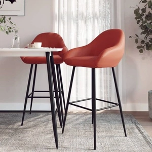 Бар табуретки, 2 бр, светлокафяви, изкуствена кожа