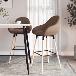 Бар табуретки, 2 бр, кафяви, текстил