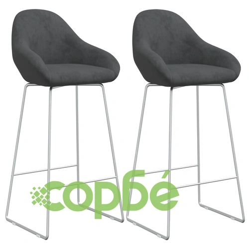 Бар табуретки, 2 бр, тъмносиви, кадифе ➤ топ цена ➤ sorbe.bg